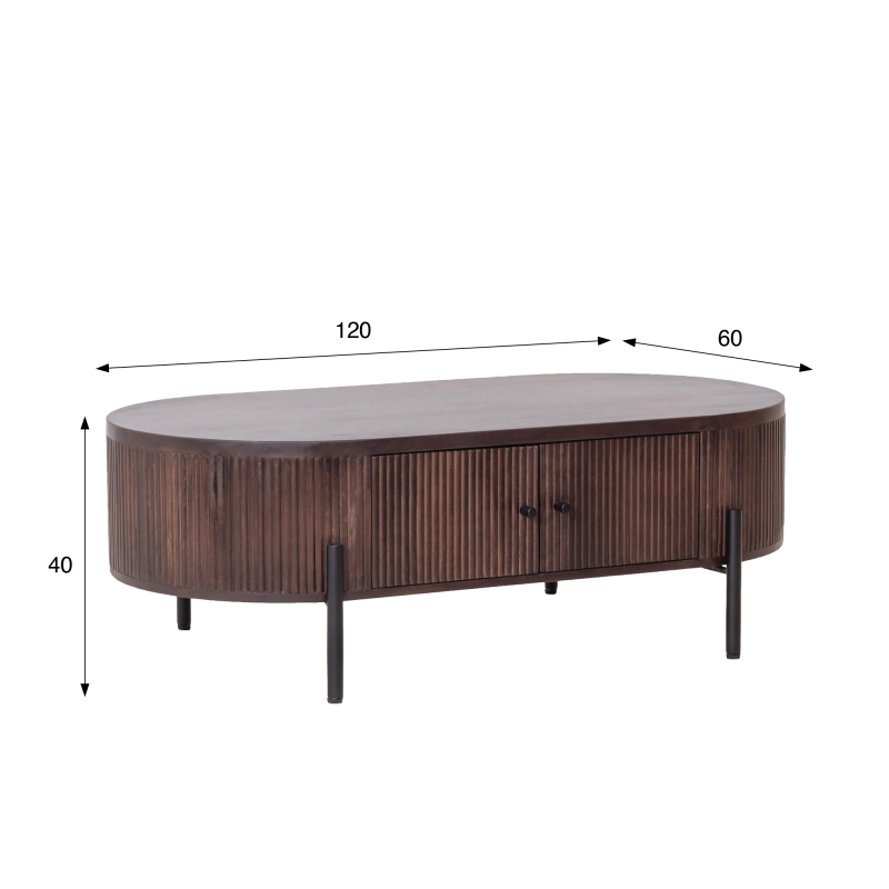 Moderne salontafel van bruin massief hout - Sohana