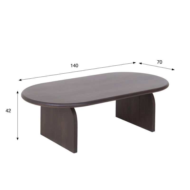 Moderne ovale salontafel van massief hout 140 cm - Enoa