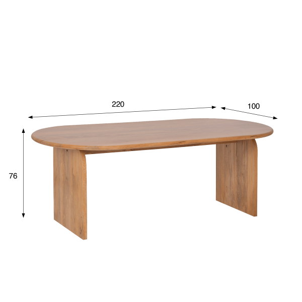 Moderne ovale eettafel van massief hout 220 cm - Enoa
