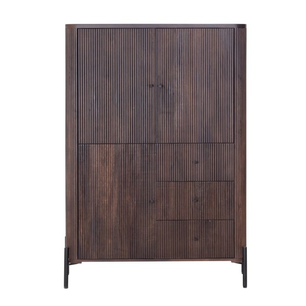 Moderne kast van bruin massief hout - Sohana