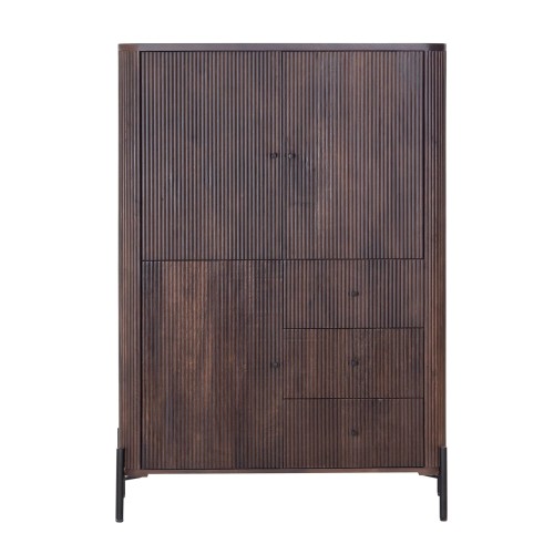 Moderne kast van bruin massief hout - Sohana