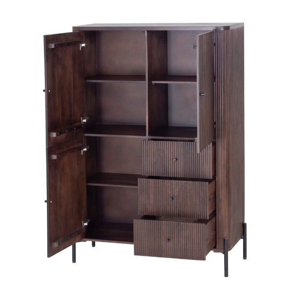 Moderne kast van bruin massief hout - Sohana