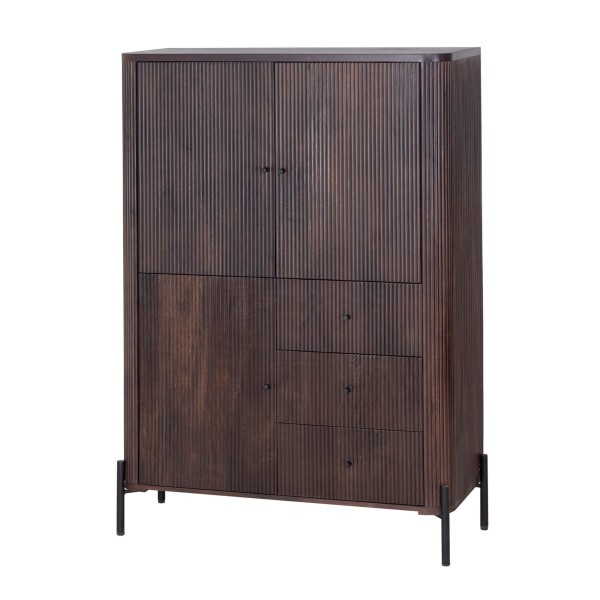 Moderne kast van bruin massief hout - Sohana