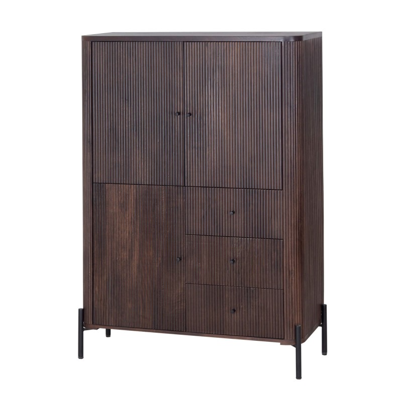Moderne kast van bruin massief hout - Sohana