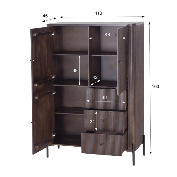 Moderne kast van bruin massief hout - Sohana