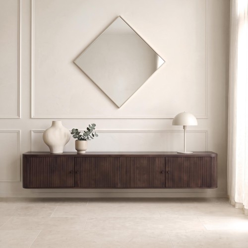 Modern tv-meubel van massief hout 200 cm (hangend of staand) - Sohana