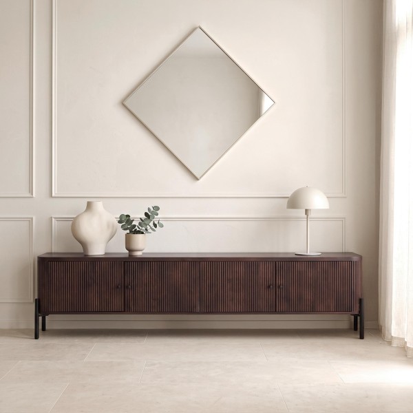 Modern tv-meubel van massief hout 200 cm (hangend of staand) - Sohana