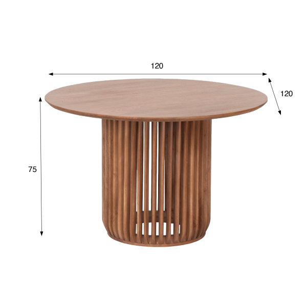 Ronde eettafel van naturel massief hout 120 cm - Kumo