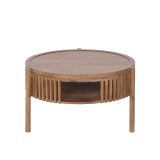Ronde salontafel van naturel massief hout 80 cm - Kumo