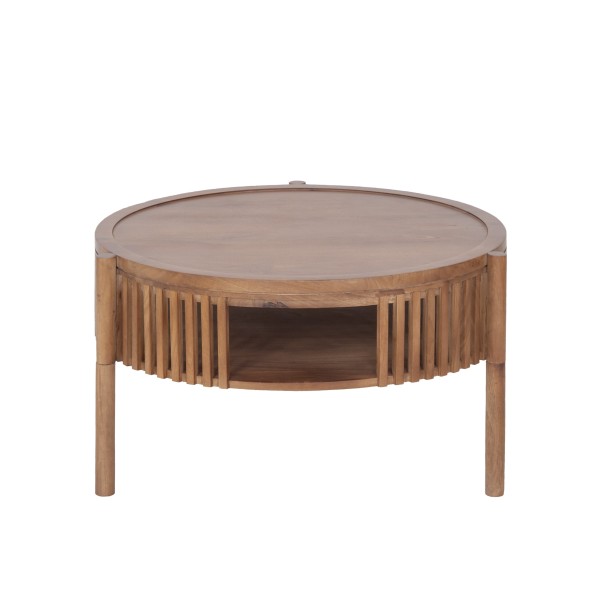 Ronde salontafel van naturel massief hout 80 cm - Kumo