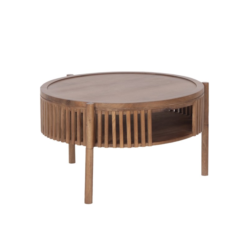 Ronde salontafel van naturel massief hout 80 cm - Kumo