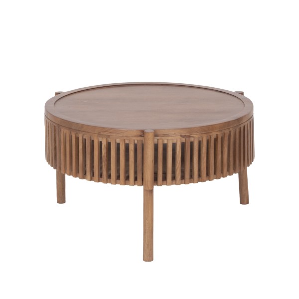 Ronde salontafel van naturel massief hout 80 cm - Kumo