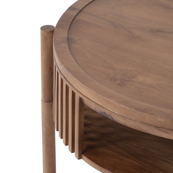 Ronde salontafel van naturel massief hout 80 cm - Kumo
