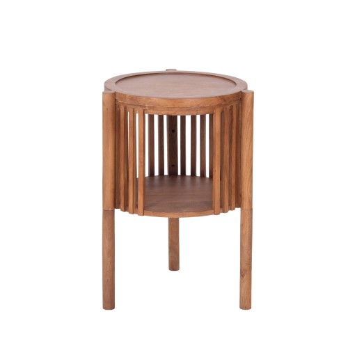 Ronde bijzettafel van naturel massief hout - Kumo