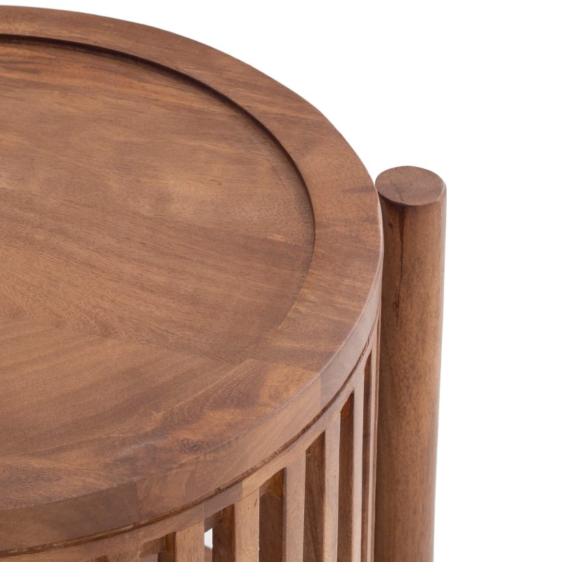 Ronde bijzettafel van naturel massief hout - Kumo