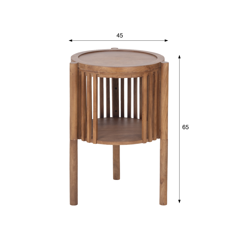 Ronde bijzettafel van naturel massief hout - Kumo