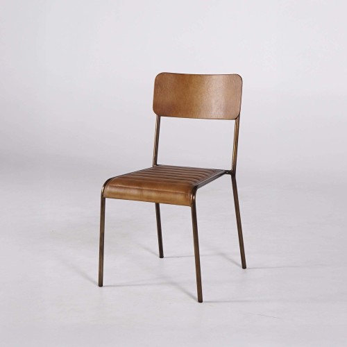 Metaal en vintage lederen stoel - Back to school