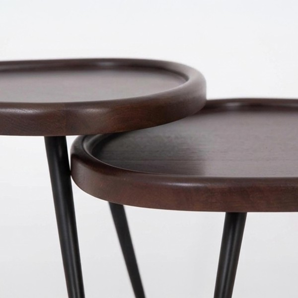 Set van 2 vintage nesttafels van massief hout - Holmen