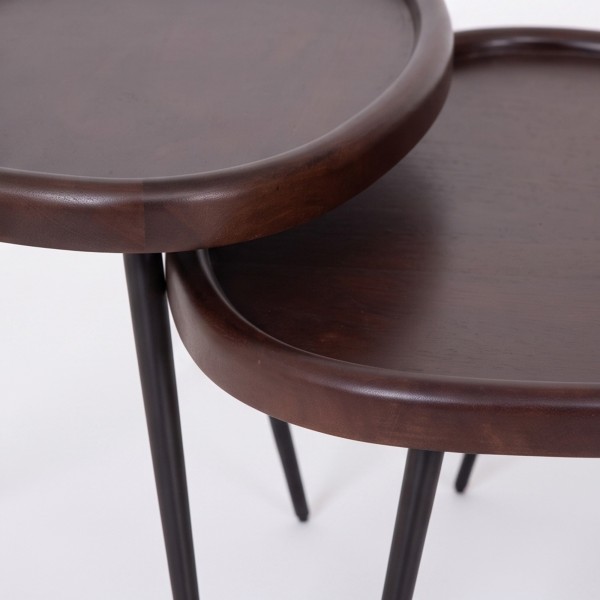 Set van 2 vintage nesttafels van massief hout - Holmen