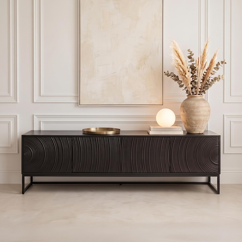 Modern design tv-meubel van zwart massief hout 170 cm - Radian