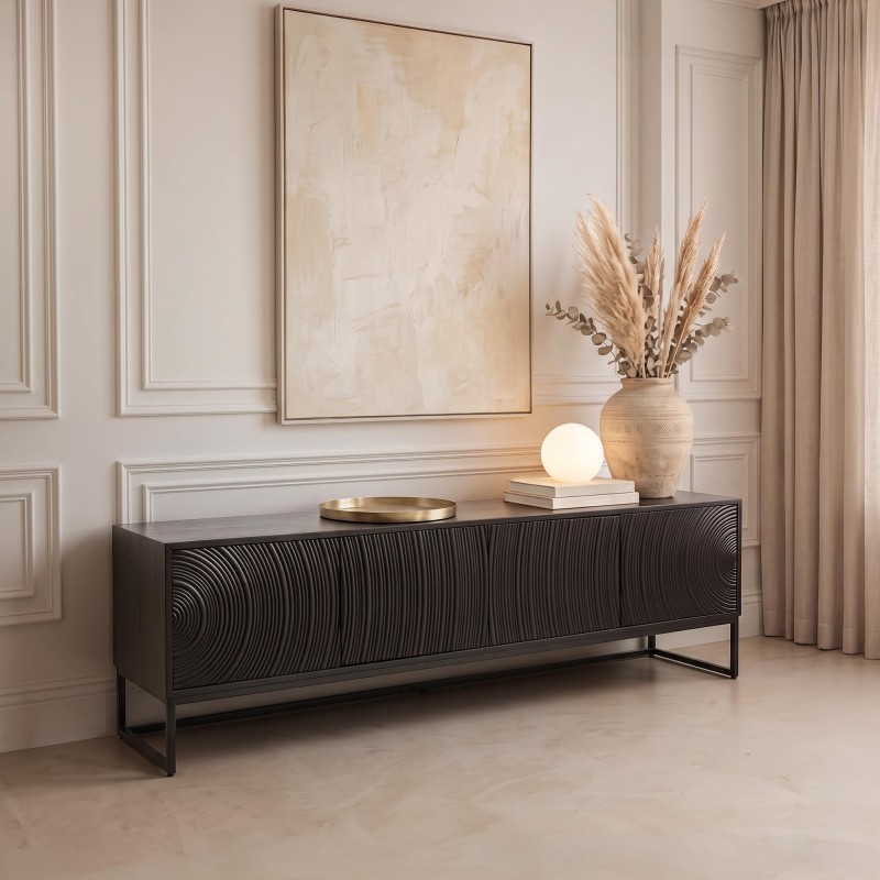 Modern design tv-meubel van zwart massief hout 170 cm - Radian