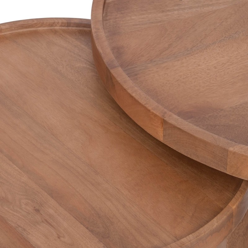 Set van 2 ronde nesttafels van massief hout - Plano