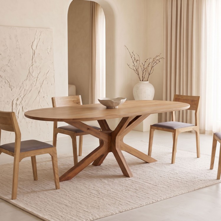 Ovale eettafel van massief hout met Mikado-onderstel 220 cm - Ivar