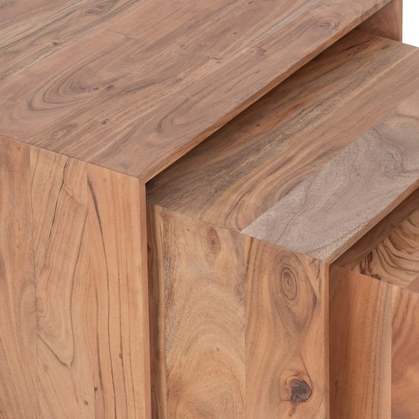 Set van 3 nesttafels van naturel massief hout - Mono