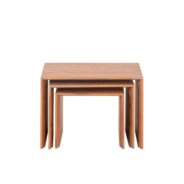 Set van 3 nesttafels van naturel massief hout - Mono