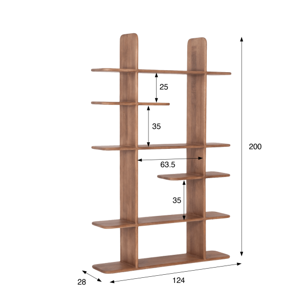 Design boekenkast van naturel massief hout 125 cm - Varda