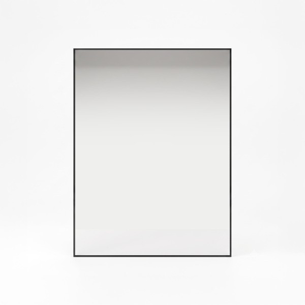 Rechthoekige badkamerspiegel met zwart metalen frame 70 x 90 cm