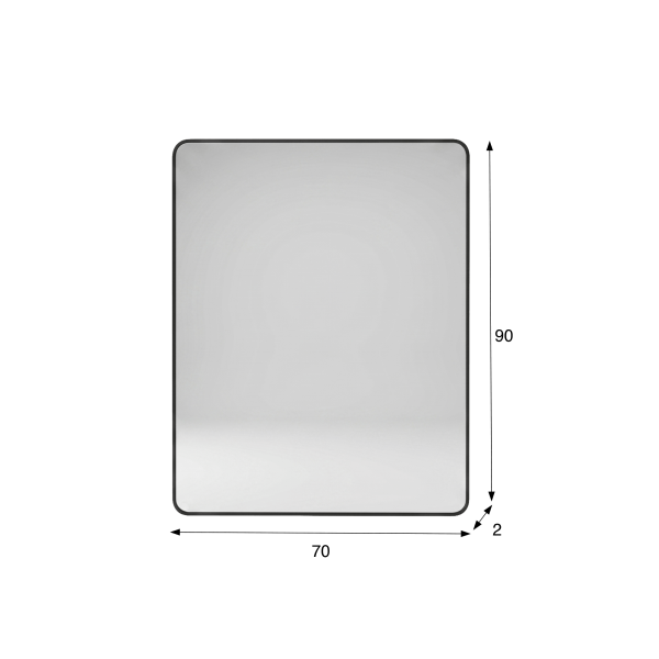 Rechthoekige badkamerspiegel met zwart metalen frame 70 x 90 cm
