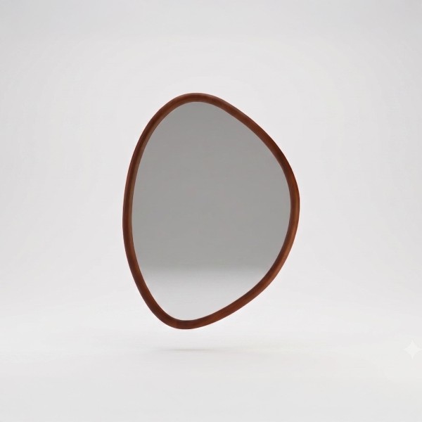 Design organische wandspiegel met massief houten frame 60 x 80 cm