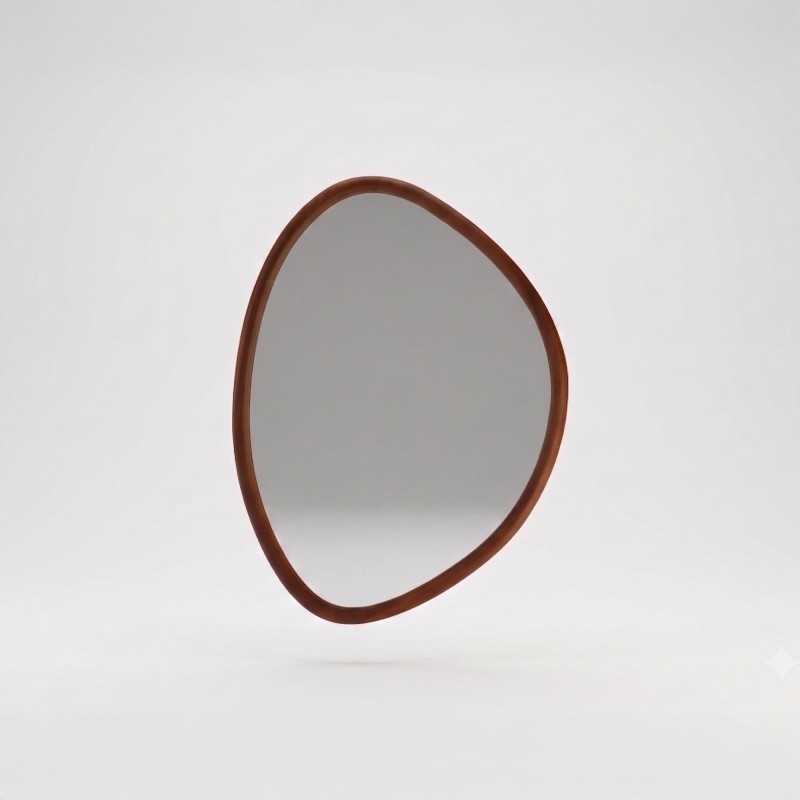 Design organische wandspiegel met massief houten frame 60 x 80 cm