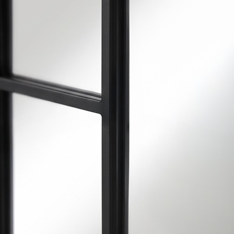 Boogvormige wandspiegel in atelierstijl met zwart metalen frame 80 x 180 cm