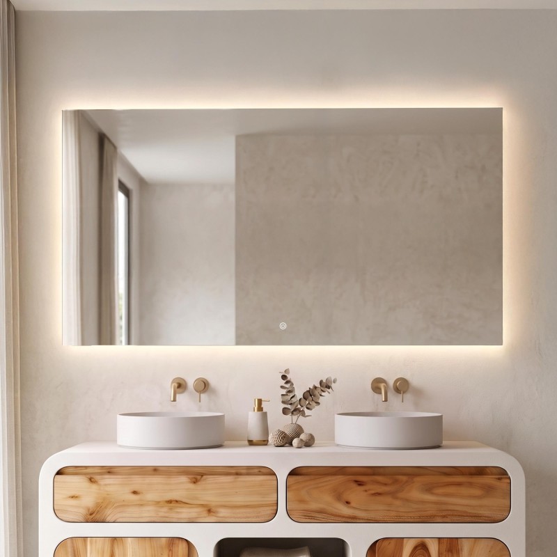 Grote badkamerspiegel met LED-verlichting 150 x 80 cm