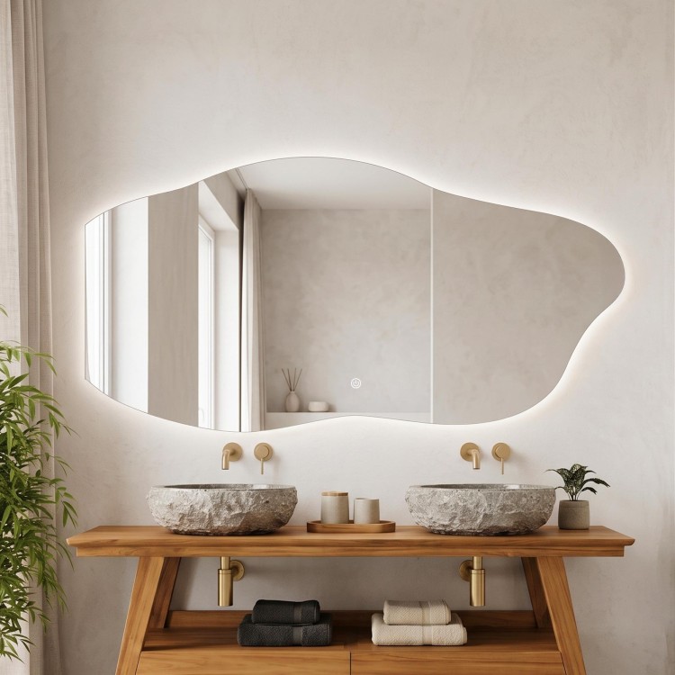 Organische badkamerspiegel met LED-verlichting 120 x 60 cm