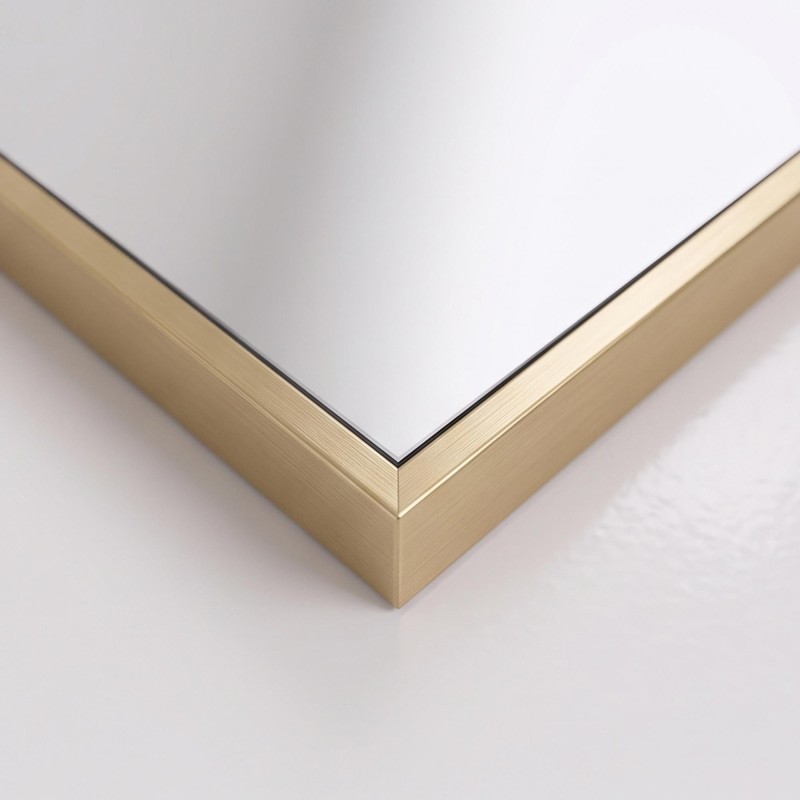 Grote rechthoekige badkamerspiegel voor wandmontage met goudkleurig metalen frame 120 x 75 cm