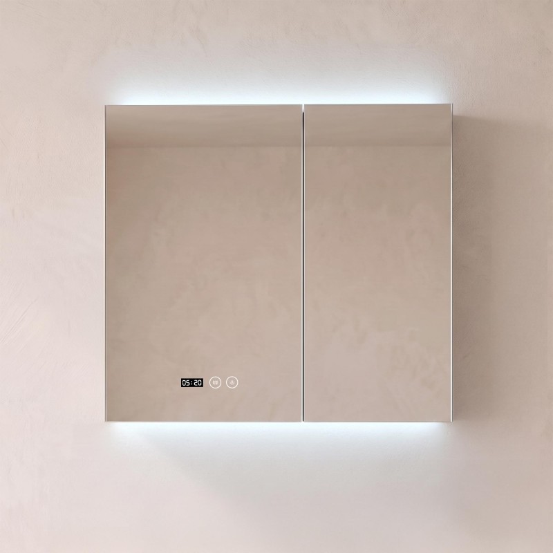 Badkamerkast met spiegel en LED-verlichting 80 x 75 cm