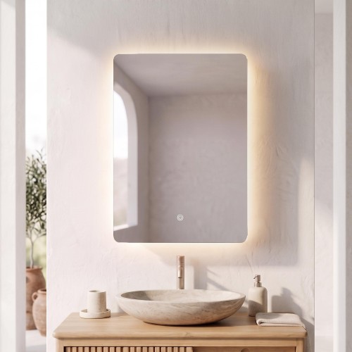 Badkamerkast met rechthoekige spiegel en LED-verlichting 60 x 80 cm