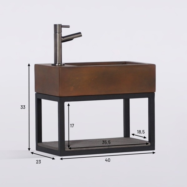 Handwasbak met handdoekrek en betonnen waskom - Core