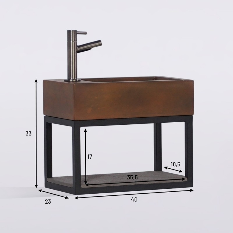 Handwasbak met handdoekrek en betonnen waskom - Core