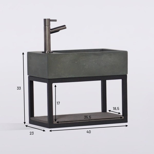Handwasbak met handdoekrek en betonnen waskom - Core