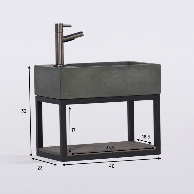 Handwasbak met handdoekrek en betonnen waskom - Core