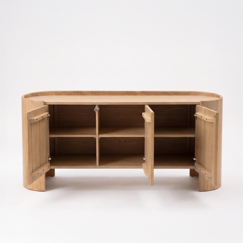 Dressoir in massief eikenhout met 3 deuren 165 cm - Lago