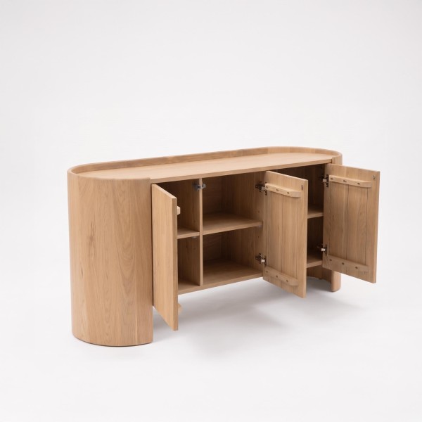 Dressoir in massief eikenhout met 3 deuren 165 cm - Lago