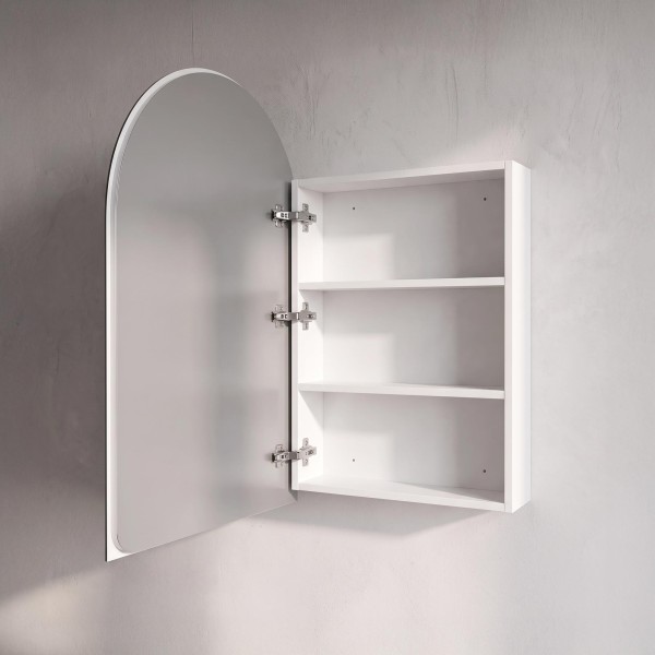 Badkamerkast met boogvormige spiegel en LED-verlichting 60 x 90 cm