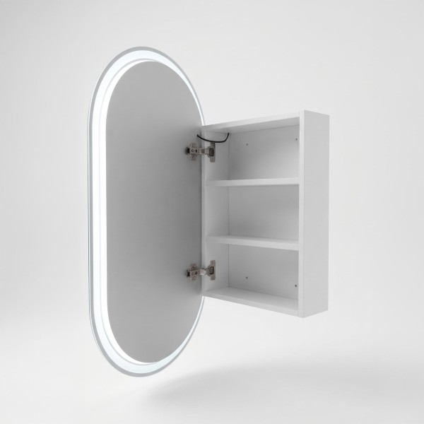 Badkamerkast met ovale spiegel en LED-verlichting 50 x 90 cm