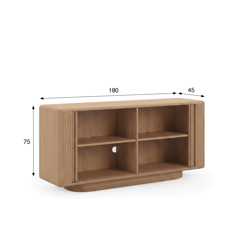 Design dressoir van natuurlijk eikenhout met schuifdeuren 180 cm - Kael