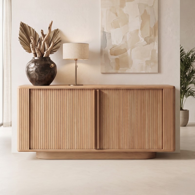 Design dressoir van natuurlijk eikenhout met schuifdeuren 180 cm - Kael